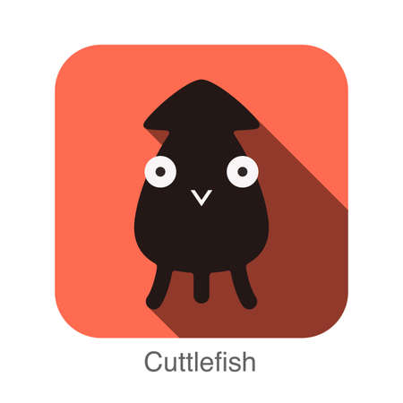 Cuttlefish animal face flat designのイラスト素材