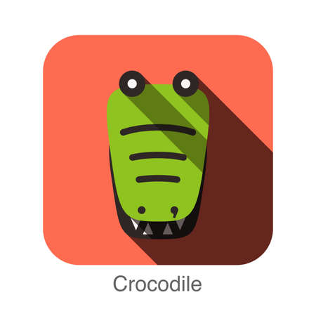 Crocodile face flat icon design. Animal icons series.のイラスト素材