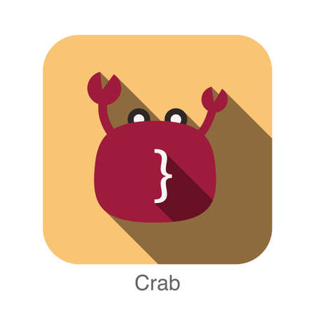 Crab face flat icon design. Animal icons series.のイラスト素材