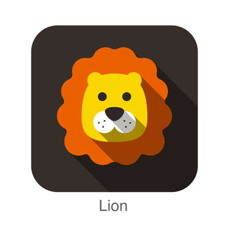 Lion animal face flat iconのイラスト素材