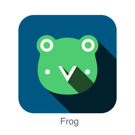 frog face flat icon design. Animal icons series.のイラスト素材