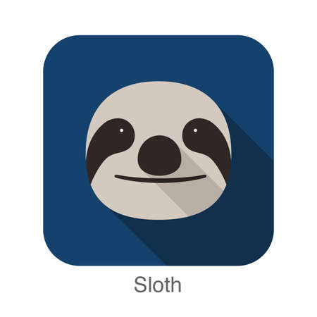 Sloth cartoon face, flat icon designのイラスト素材