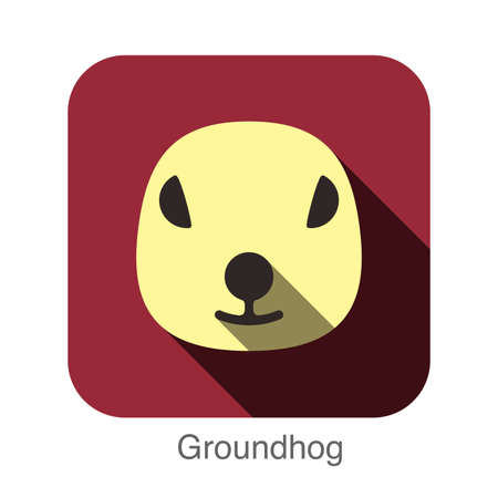 Groundhog animal face flat designのイラスト素材