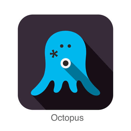 octopus face flat icon design. Animal icons series.のイラスト素材