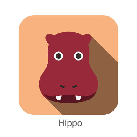 Animal Hippo face flat iconのイラスト素材