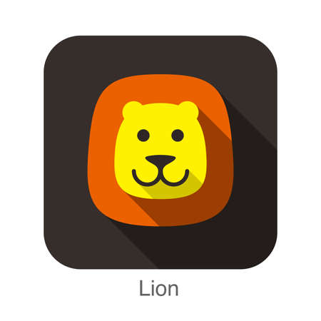 Lion animal face flat iconのイラスト素材