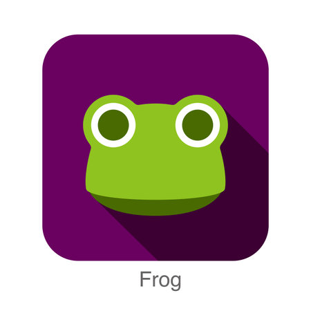 frog face flat icon, vectorのイラスト素材