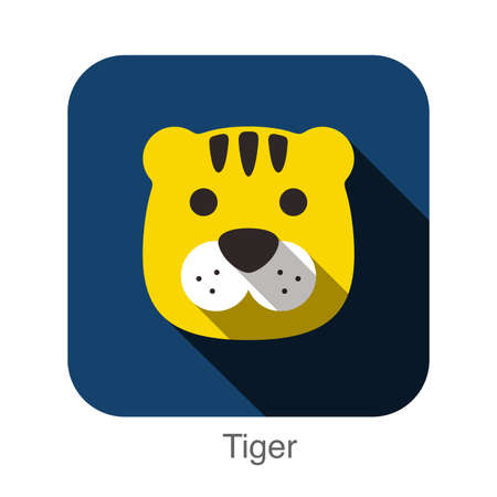 Tiger animal face flat iconのイラスト素材