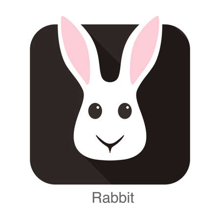 Rabbit animal face flat iconのイラスト素材