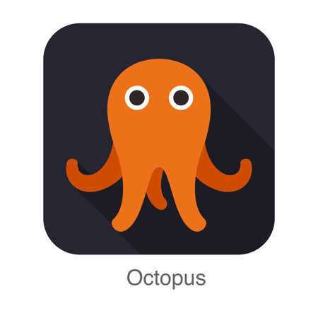 Octopus flat icon design, vectorのイラスト素材