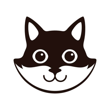 Cute Black and white cat, cartoon flat icon designのイラスト素材