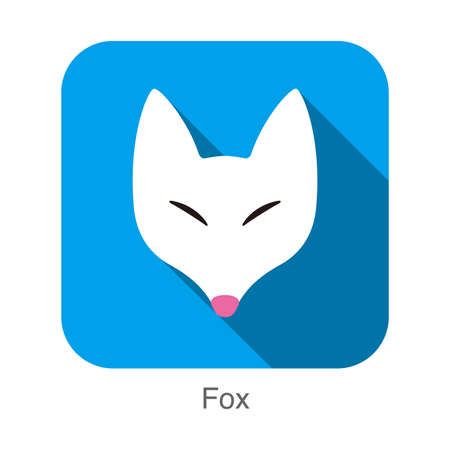 White Fox face flat icon, vectorのイラスト素材