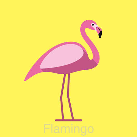 Beautiful flamingo bird series, vector flat iconのイラスト素材