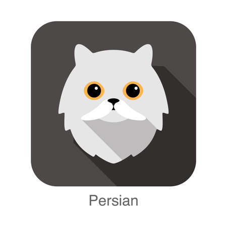 Persian, Cat breed face cartoon flat icon designのイラスト素材
