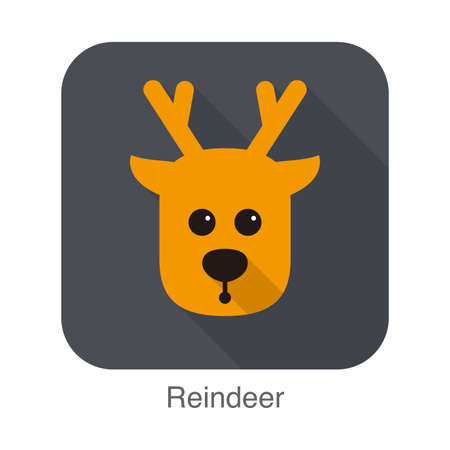 Reindeer face flat icon design, vectorのイラスト素材