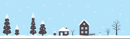 Winter, Christmas with snow, forest, house,のイラスト素材