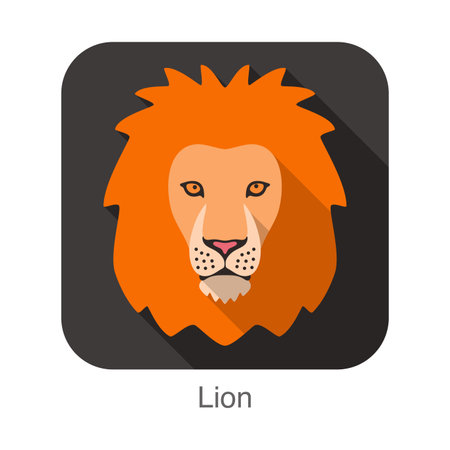 Lion, Cat breed face cartoon flat icon designのイラスト素材