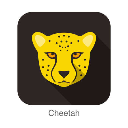 Cheetah, Cat breed face cartoon flat icon designのイラスト素材