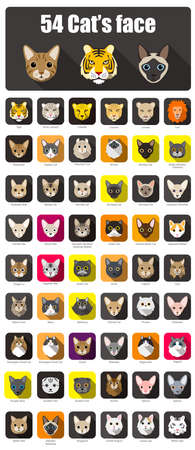 Cat breed face cartoon flat icon designのイラスト素材
