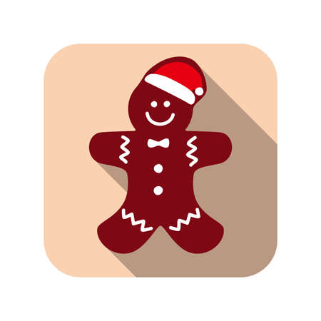 Christmas gingerbread man flat iconのイラスト素材