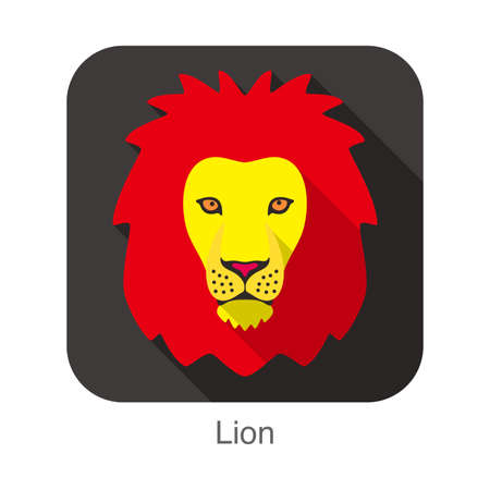 Lion, Cat breed face cartoon flat icon designのイラスト素材