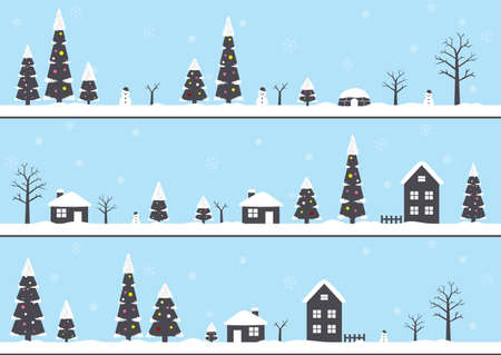 winter, Christmas with snow, forest, house,のイラスト素材