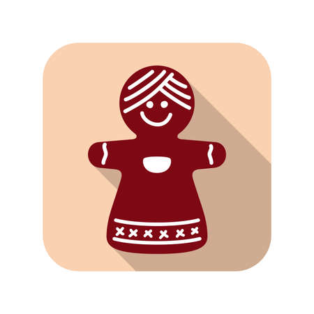 Christmas gingerbread man flat iconのイラスト素材