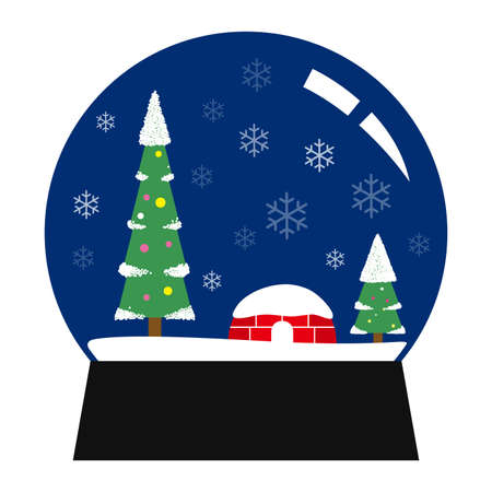 Christmas crystal ball for baby, tree and houseのイラスト素材