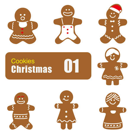 Gingerbread man cookies, biscuit, vectorのイラスト素材