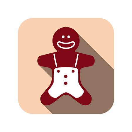 Christmas gingerbread man flat iconのイラスト素材