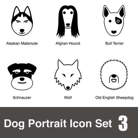 Dog face portrait icon setのイラスト素材