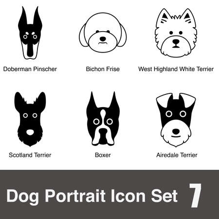 Dog face portrait icon setのイラスト素材