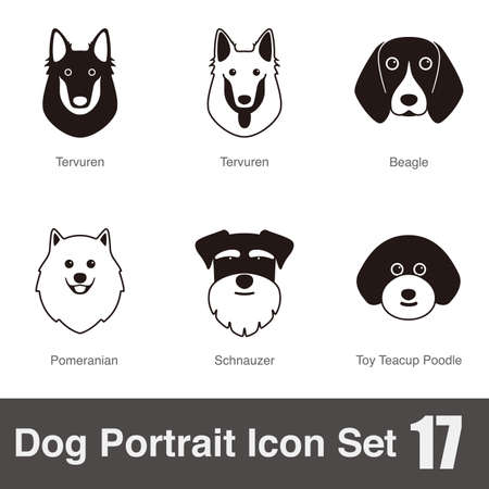 Dog face portrait icon setのイラスト素材