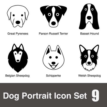 Dog face portrait icon setのイラスト素材