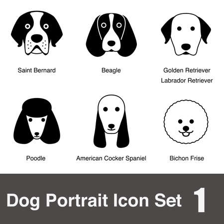 Dog face portrait icon setのイラスト素材
