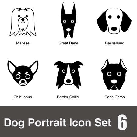 Dog face portrait icon setのイラスト素材