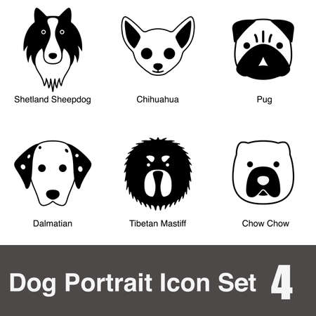 Dog face portrait icon setのイラスト素材