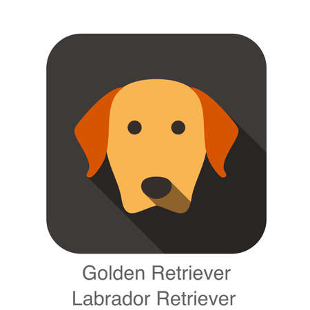 dog face flat design, Golden Retriever, Labradorのイラスト素材