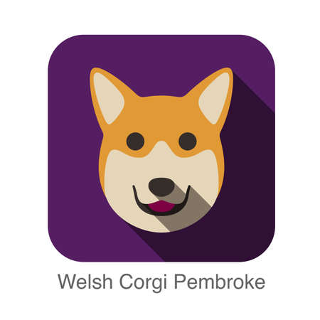 Welsh Corgi Pembroke dog face flat designのイラスト素材