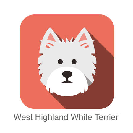 West Highland White Terrier dog face flat iconのイラスト素材