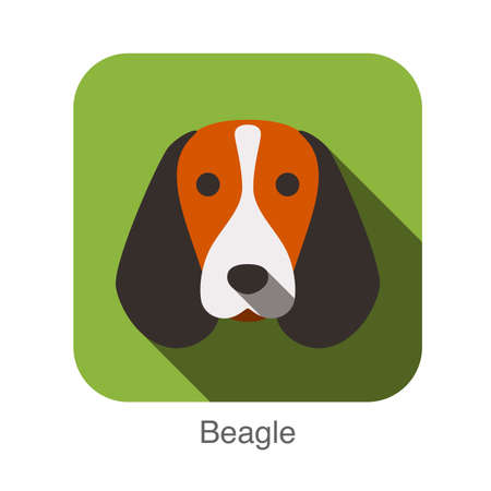 Dog animal face ui flat design, Beagleのイラスト素材