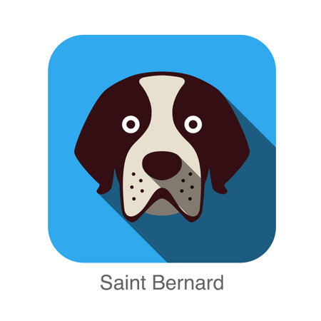 Saint Bernard dog face flat designのイラスト素材