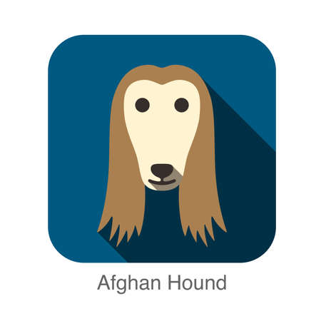 Afghan Hound animal face ui flat designのイラスト素材