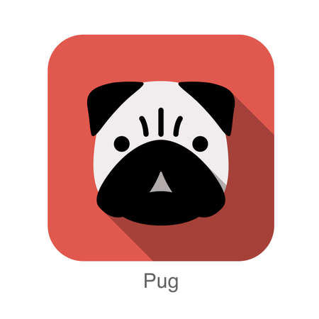 Pug dog face flat designのイラスト素材