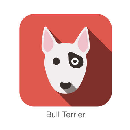 Bull terrier dog, animal face ui flat design, vectorのイラスト素材