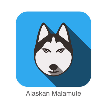 Alaskan Malamute animal face ui flat designのイラスト素材