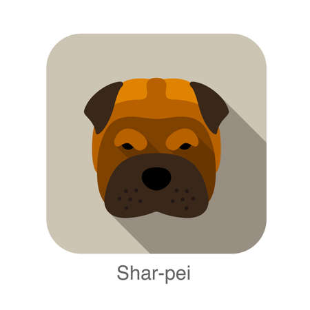 Sharp-pei dog face flat iconのイラスト素材