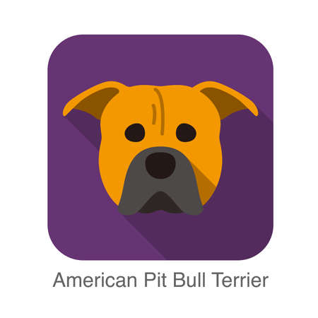 American pit bull terrier dog face flat icon, dog seriesのイラスト素材