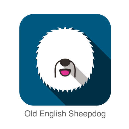 Old English Sheepdog face flat designのイラスト素材