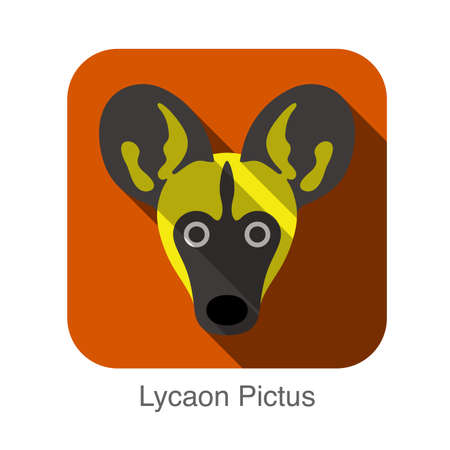 Lycaon Pictus dog face flat designのイラスト素材